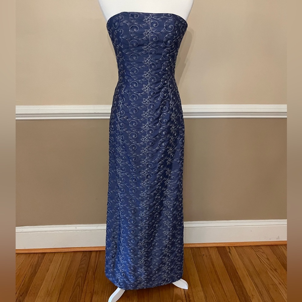 Vintage Jessica McClintock strapless embroidered gown